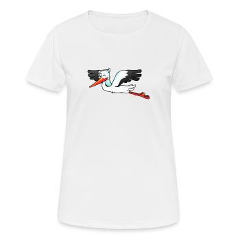 Storch - Frauen T-Shirt atmungsaktiv - Weiß - Vorne - AI Model Female 172 dark (172cm)