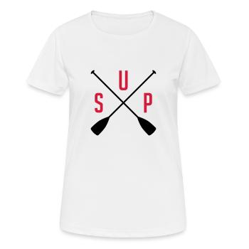 SUP - Frauen T-Shirt atmungsaktiv - Weiß - Vorne - AI Model Female 172 dark (172cm)
