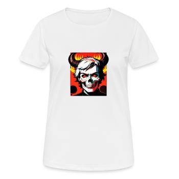 Crâne à cornes aux yeux rouges | Beauté du feu et de l’été - T-shirt respirant Femme - blanc - Devant - AI Model Female 172 dark (172cm)