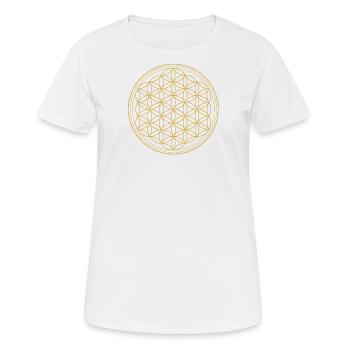Blume des Lebens in gold - Frauen T-Shirt atmungsaktiv - Weiß - Vorne - AI Model Female 172 dark (172cm)