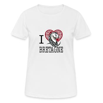 Ich liebe Bretagne Tribal Celtic Hermelin - Frauen T-Shirt atmungsaktiv - Weiß - Vorne - AI Model Female 172 dark (172cm)