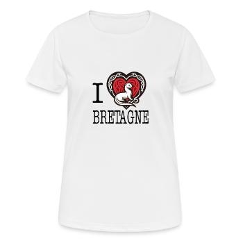 Ich liebe Bretagne Hermine curieuse - Frauen T-Shirt atmungsaktiv - Weiß - Vorne - AI Model Female 172 dark (172cm)