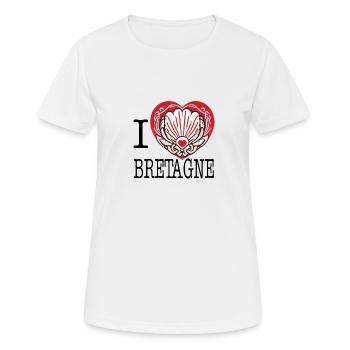 Ich liebe Bretagne Heart Jakobsmuschel - Frauen T-Shirt atmungsaktiv - Weiß - Vorne - AI Model Female 172 dark (172cm)
