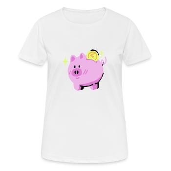 Geld Sparschwein - Frauen T-Shirt atmungsaktiv - Weiß - Vorne - AI Model Female 172 dark (172cm)