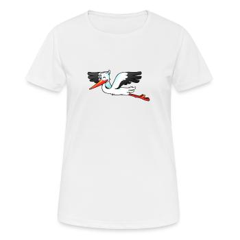 Storch - Frauen T-Shirt atmungsaktiv - Weiß - Vorne - AI Model Female 172 dark (172cm)