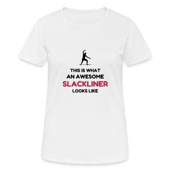 Slackline / Slackliner / Slackeur / Slack - T-shirt respirant Femme - blanc - Devant - AI Model Female 172 dark (172cm)
