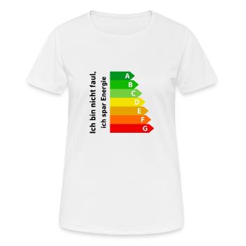 Energie sparen - Frauen T-Shirt atmungsaktiv - Weiß - Vorne - AI Model Female 172 dark (172cm)