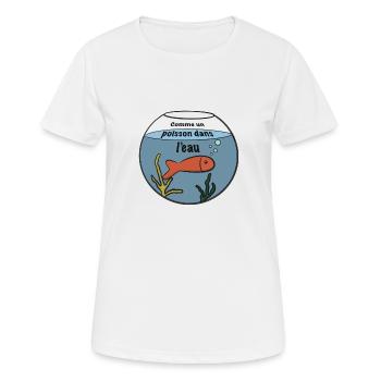 Comme un poisson dans l'eau - T-shirt respirant Femme - blanc - Devant - AI Model Female 172 dark (172cm)