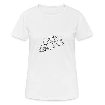 Laver le chat - T-shirt respirant Femme - blanc - Devant - AI Model Female 172 dark (172cm)