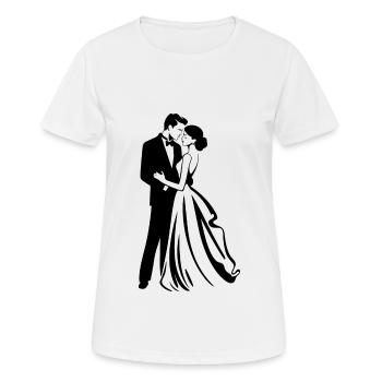 Mariée Marié Jeunes Mariés Mariage - T-shirt respirant Femme - blanc - Devant - AI Model Female 172 dark (172cm)
