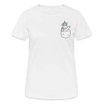 Einhorn Tasche - Einhorn in meiner Tasche - Frauen T-Shirt atmungsaktiv - Weiß - Vorne - AI Model Female 172 dark (172cm)
