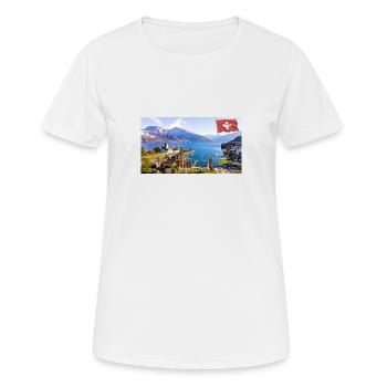 Spiez, Schweiz. - Frauen T-Shirt atmungsaktiv - Weiß - Vorne - AI Model Female 172 dark (172cm)