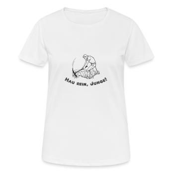 Hau rein - Frauen T-Shirt atmungsaktiv - Weiß - Vorne - AI Model Female 172 dark (172cm)