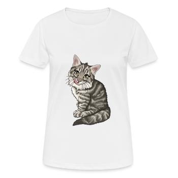 Norwegische Waldkatze getigert Tiger Illustration - Frauen T-Shirt atmungsaktiv - Weiß - Vorne - AI Model Female 172 dark (172cm)