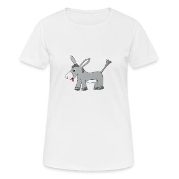 Donkey sticks out its tongue. Gift - Women's Breathable T-Shirt - white - Front - AI Model Female 172 dark (172cm)