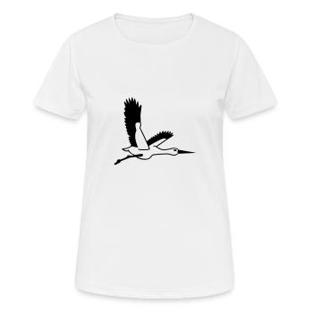 Storch - Frauen T-Shirt atmungsaktiv - Weiß - Vorne - AI Model Female 172 dark (172cm)