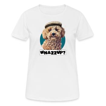 Chien Caniche Pepe whazzup Drôles de phrases cadeau - T-shirt respirant Femme - blanc - Devant - AI Model Female 172 dark (172cm)