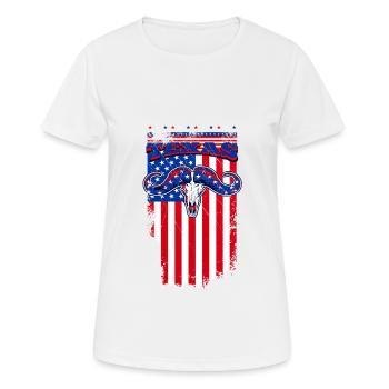 A Beautiful Texas Longhorns with US Flag Design - Women's Breathable T-Shirt - white - Front - AI Model Female 172 dark (172cm)