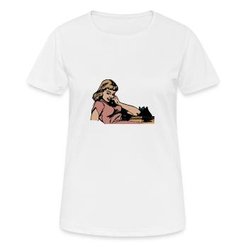 Woman on the phone - Women's Breathable T-Shirt - white - Front - AI Model Female 172 dark (172cm)