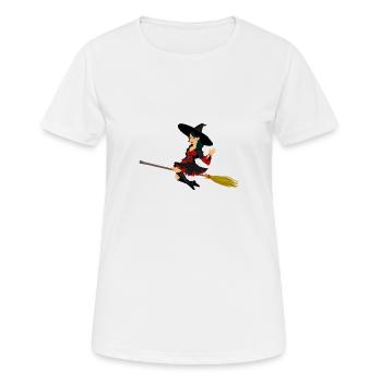 Hexe auf Besen - Frauen T-Shirt atmungsaktiv - Weiß - Vorne - AI Model Female 172 dark (172cm)