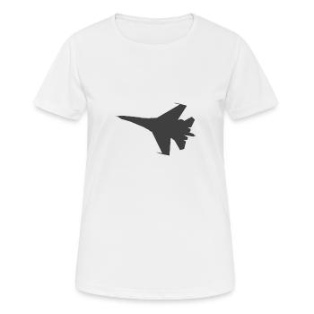 Militär Kampfjet Flugzeug Jet Silhouette - Frauen T-Shirt atmungsaktiv - Weiß - Vorne - AI Model Female 172 dark (172cm)