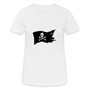 Jolly Roger crâne et os croisés pirate - T-shirt respirant Femme - blanc - Devant - AI Model Female 172 dark (172cm)