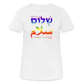Shalom - Salaam - Frieden! - Frauen T-Shirt atmungsaktiv - Weiß - Vorne - AI Model Female 172 dark (172cm)