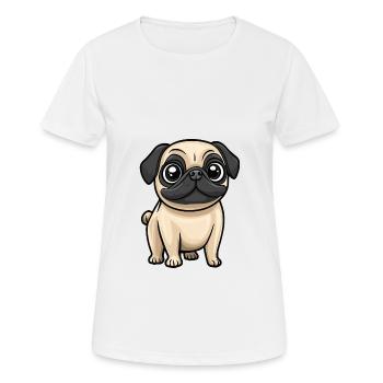 Mops Hund Comic Baby - Frauen T-Shirt atmungsaktiv - Weiß - Vorne - AI Model Female 172 dark (172cm)