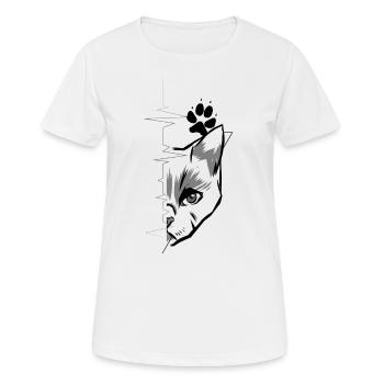 Katzenliebe Herzschlag Pfotenabdruck Tierschutz - Frauen T-Shirt atmungsaktiv - Weiß - Vorne - AI Model Female 172 dark (172cm)