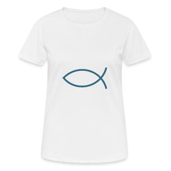 Jésus poisson Ichthys poisson poisson poisson - T-shirt respirant Femme - blanc - Devant - AI Model Female 172 dark (172cm)
