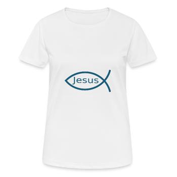 Jésus poisson Ichthys poisson poisson poisson - T-shirt respirant Femme - blanc - Devant - AI Model Female 172 dark (172cm)