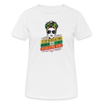 Arrêtez de réglementer les femmes et commencez à réglementer les armes à feu - T-shirt respirant Femme - blanc - Devant - AI Model Female 172 dark (172cm)
