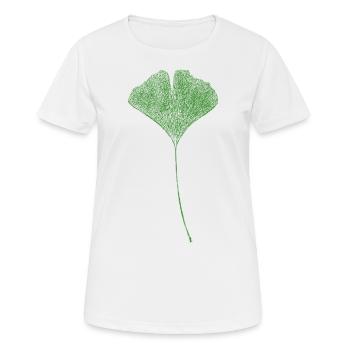 Ginkgo Blatt / NATUR Druck - Frauen T-Shirt atmungsaktiv - Weiß - Vorne - AI Model Female 172 dark (172cm)