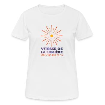 Vitesse de la lumière - T-shirt respirant Femme - blanc - Devant - AI Model Female 172 dark (172cm)