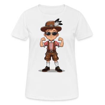Junge in Lederhose Bier JGA Mallorca Bayern Saufen - Frauen T-Shirt atmungsaktiv - Weiß - Vorne - AI Model Female 172 dark (172cm)