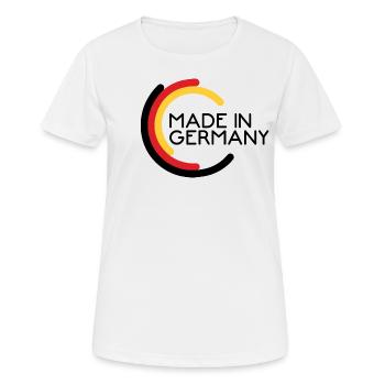 Made in Germany - Frauen T-Shirt atmungsaktiv - Weiß - Vorne - AI Model Female 172 dark (172cm)