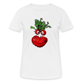 Gesundes Lächeln mit Bio Gemüse - Frauen T-Shirt atmungsaktiv - Weiß - Vorne - AI Model Female 172 dark (172cm)