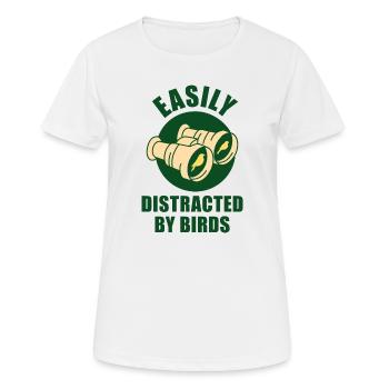 Leicht von Vögeln abgelenkt - Frauen T-Shirt atmungsaktiv - Weiß - Vorne - AI Model Female 172 dark (172cm)