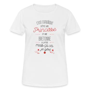 C est compliqué d être Princesse et une Bretonne - T-shirt respirant Femme - blanc - Devant - AI Model Female 172 dark (172cm)