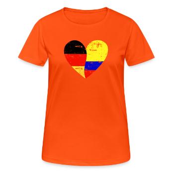 Flag Coeur Allemagne Colombie Drapeau - T-shirt respirant Femme - orange néon - Devant - AI Model Female 172 dark (172cm)