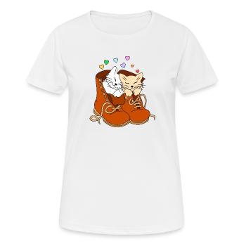 Deux chats en bottes - T-shirt respirant Femme - blanc - Devant - AI Model Female 172 dark (172cm)