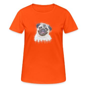Mops - Frauen T-Shirt atmungsaktiv - Neonorange - Vorne - AI Model Female 172 dark (172cm)