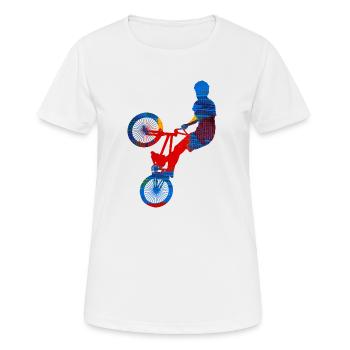 BMX - Frauen T-Shirt atmungsaktiv - Weiß - Vorne - AI Model Female 172 dark (172cm)