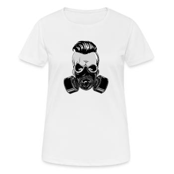 Hipster Skull Totenkopf mit Maske Gasmaske - Frauen T-Shirt atmungsaktiv - Weiß - Vorne - AI Model Female 172 dark (172cm)