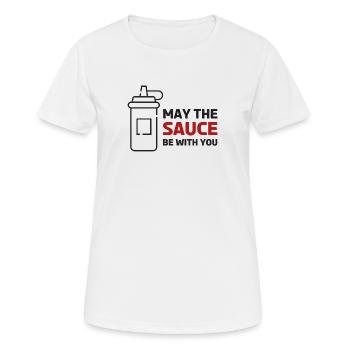 Soße sei mit dir! - Frauen T-Shirt atmungsaktiv - Weiß - Vorne - AI Model Female 172 dark (172cm)