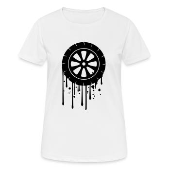tire graffiti drip mechanic car driving fue - Women's Breathable T-Shirt - white - Front - AI Model Female 172 dark (172cm)