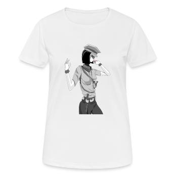 Sexy Polizistin / Anime Polizistin / Police Girl - Frauen T-Shirt atmungsaktiv - Weiß - Vorne - AI Model Female 172 dark (172cm)