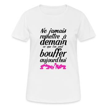 humour couple sexe amour bouffer chatte citation - T-shirt respirant Femme - blanc - Devant - AI Model Female 172 dark (172cm)