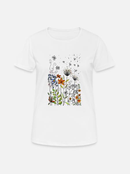 Bunte Blumen - Frauen T-Shirt atmungsaktiv - Weiß