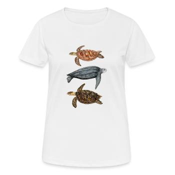 Sea turtles: green turtle, hawksbill and leatherback - Women's Breathable T-Shirt - white - Front - AI Model Female 172 dark (172cm)